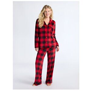 NEW 3X (22W-24W) Soft Velour Buffalo Plaid Pajamas w/ Pockets